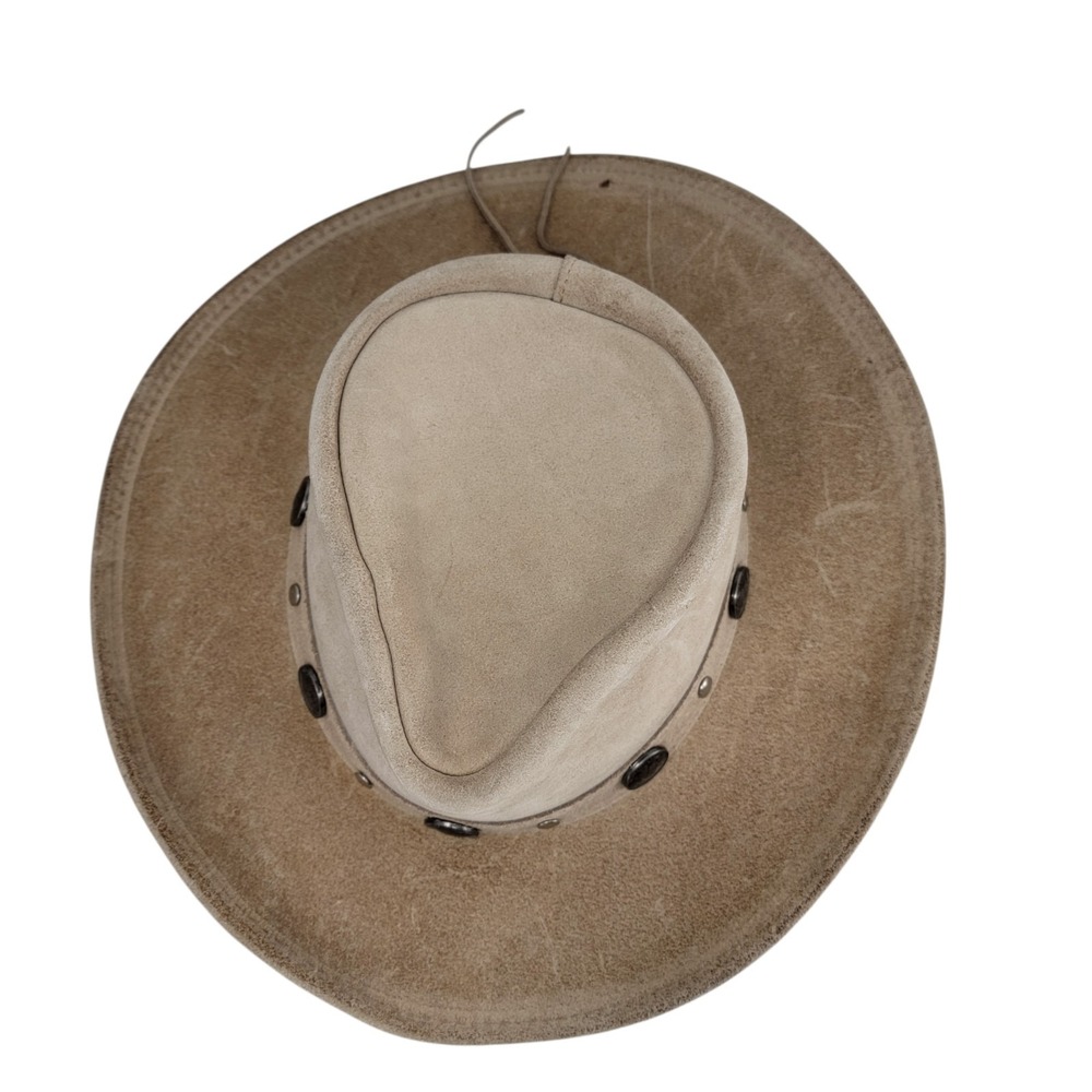 Minnetonka Outback Buffalo‎ Nickel Leather Cowboy Hat Buckskin Tan Size Large - Picture 6 of 12